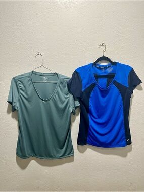Athletic Works Teal & Avis Blue Performance Pullover Active Short Sleeve Shirts